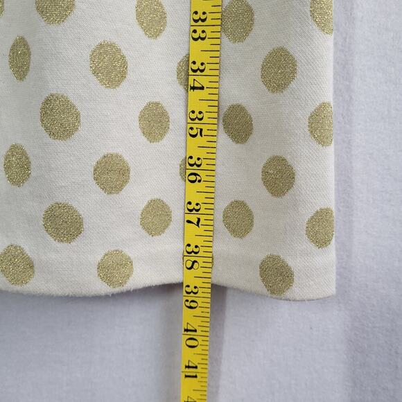Boden Polka Dot Jacquard Dress US 12R Cream Gold Knit Holiday Party Knee Length - Picture 10 of 14